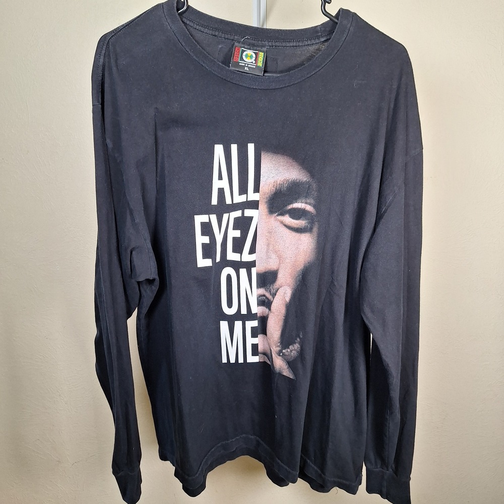 Tupac All Eyez on Me Y2K Cross Colours Tag Long Sleeve Graphic T Shirt Mens XL
